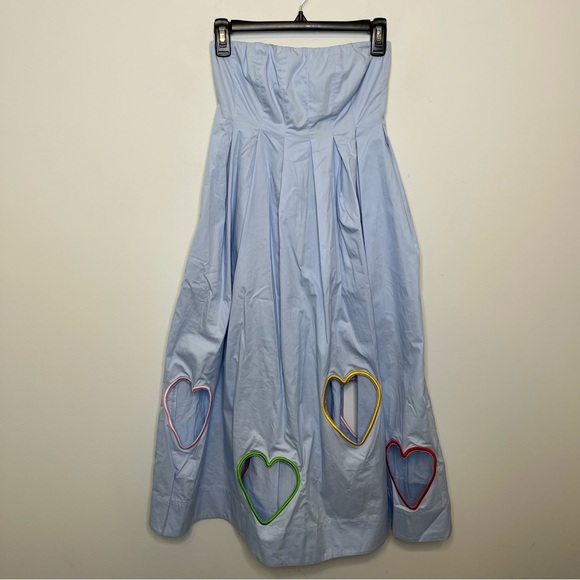 Anthropologie Mare Mare Strapless Cut-Out Hearts A-Line Midi Dress XS - Picture 3 of 9